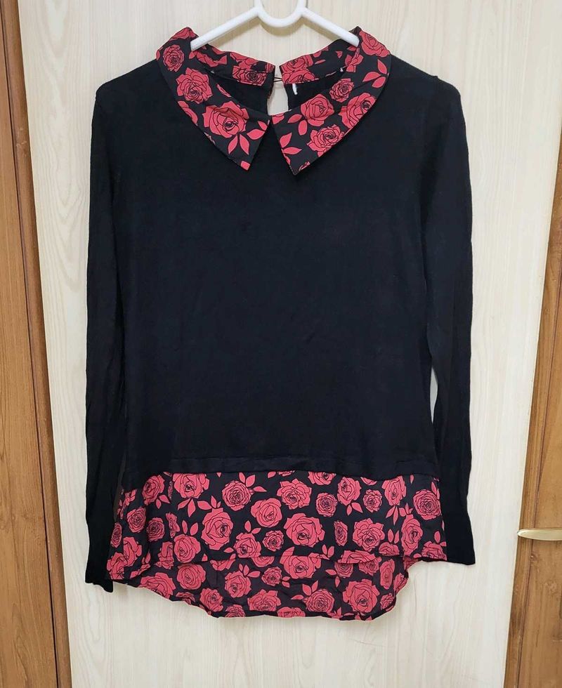 Rose Accent Long Sleeve Top