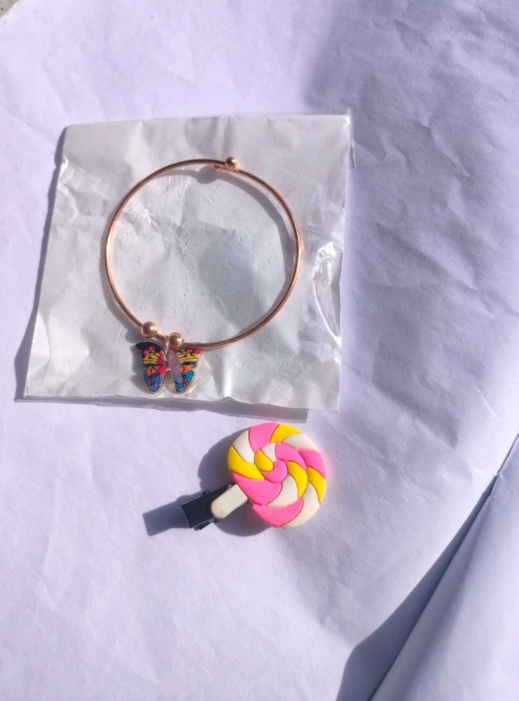 Butterfly Bangle &amp; Free Gift Lollipop Hair Clip