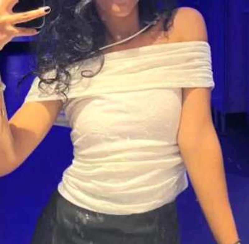 White Off Shoulder Top With Beautiful Butterfly