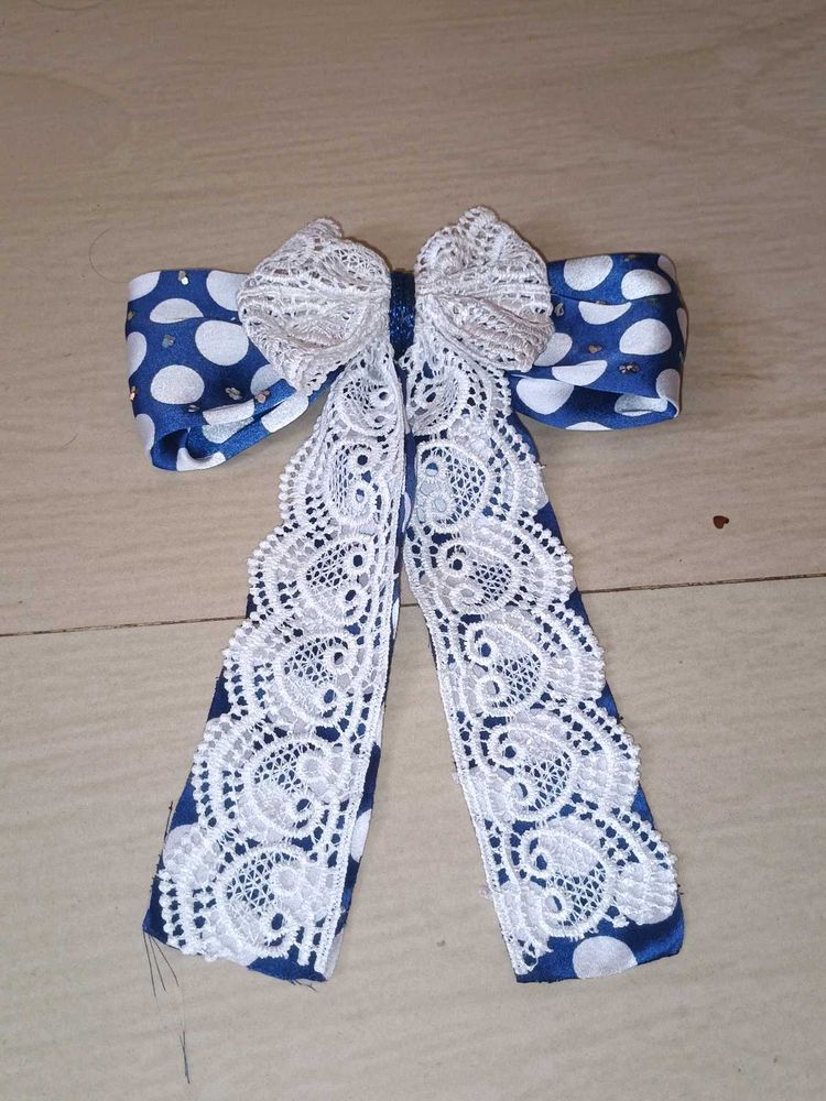 Stylish Blue Polka Dot Hair Bow
