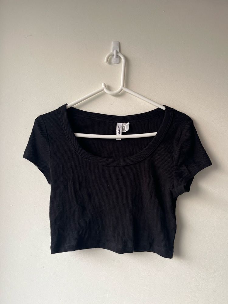 Black Crop Top - H&amp;M Basic