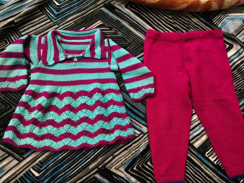 Handmade Knitted Baby Top and pajami