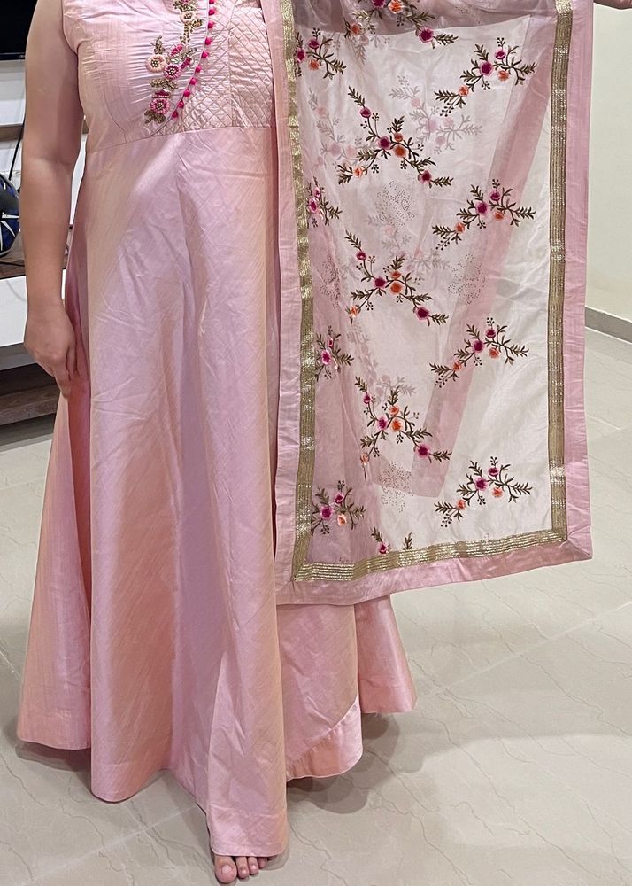 Pink Embroidered Anarkali Suit