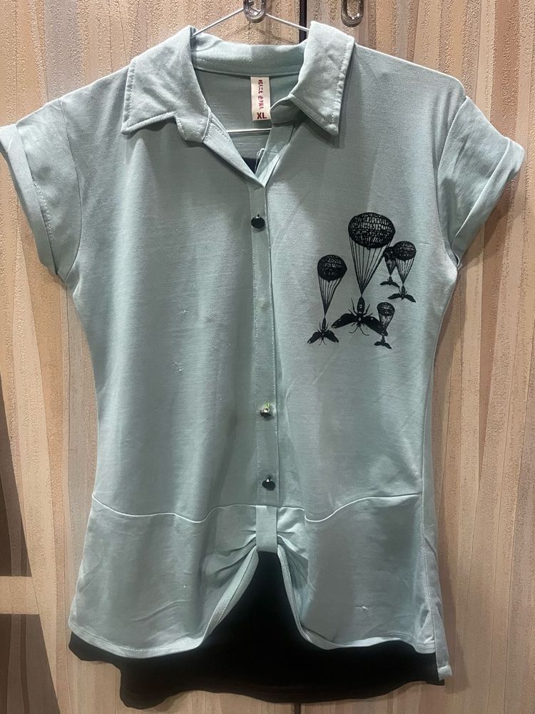 Cute Mint Green Graphic Top