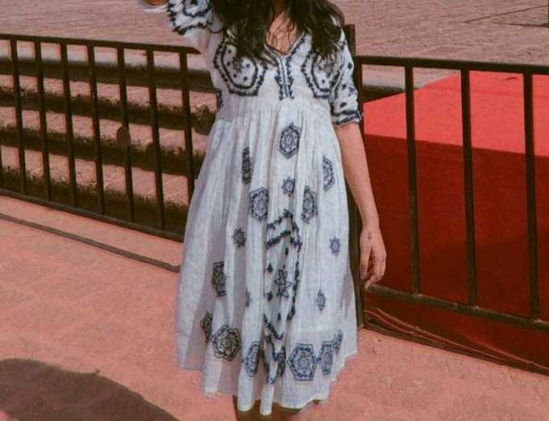 White Embroidered Midi Dress