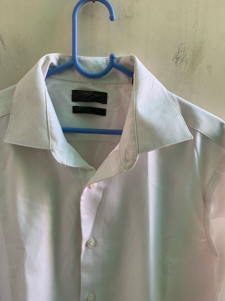 CK White Striped Formal Shirt