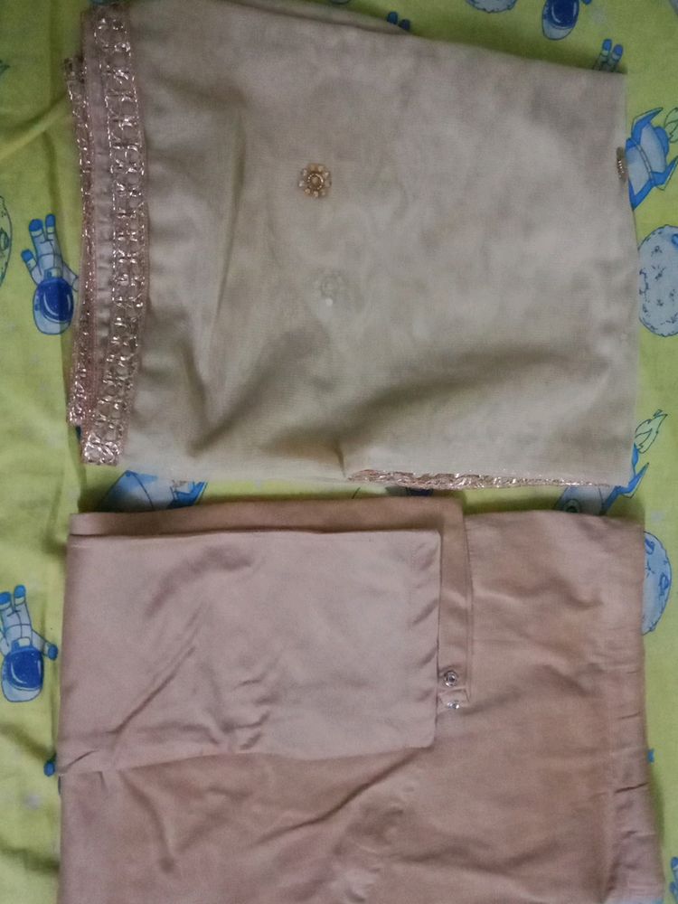 Tan Golden Chudidar And Net Duppata