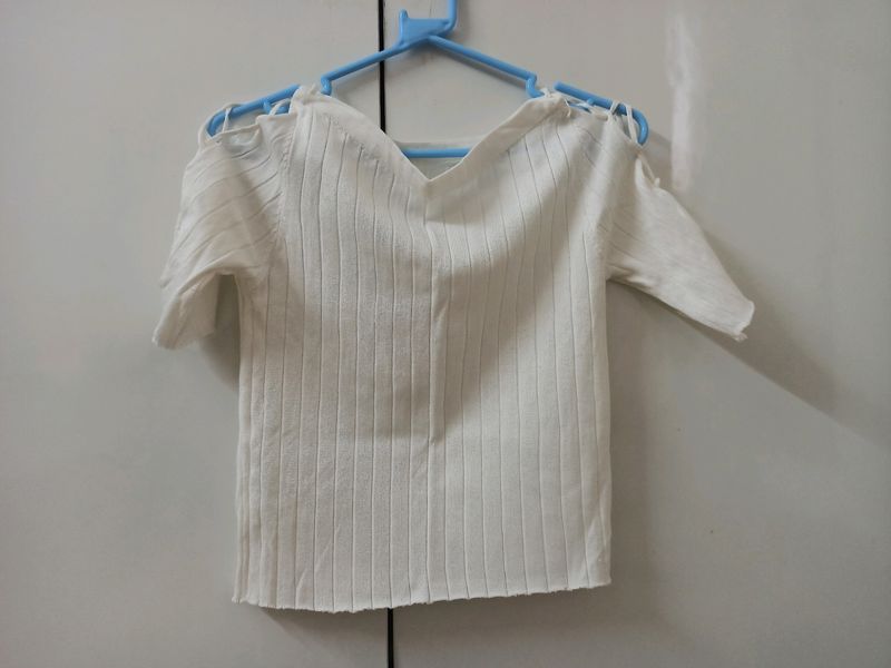 White Boat Neck Top