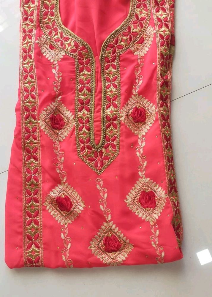 Heavily Embroidered Georgette Suit Piece Hot Pi