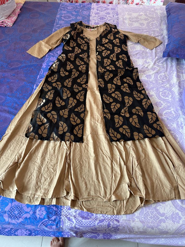 Shree Beige Ethnic Dress With Jacket