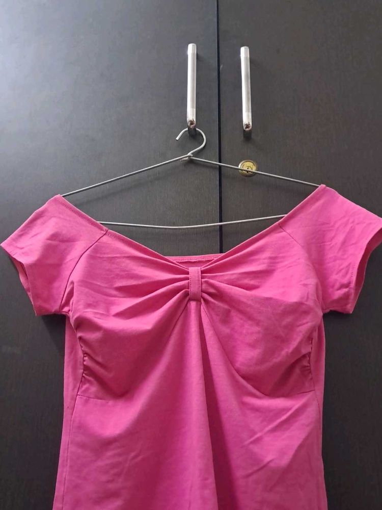 Cute Pink Top with Bow Detail