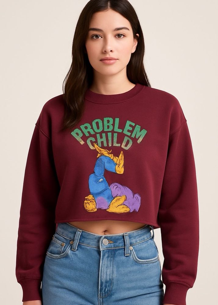 GRAPHIC CROP SWEATSHIRT FOR WOMEN