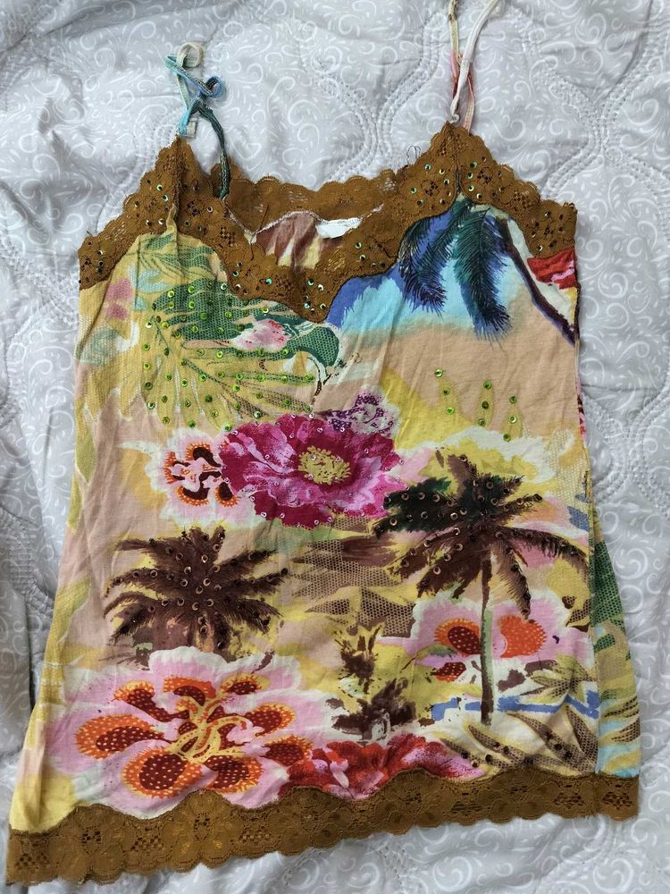 Tropical Print Y2K tank top