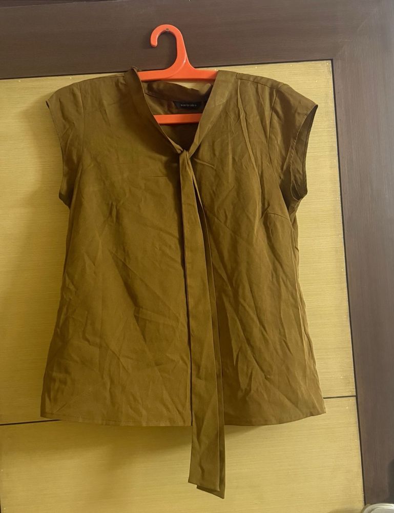 Wardrobe By Westside Formal Tie Up Brown Top