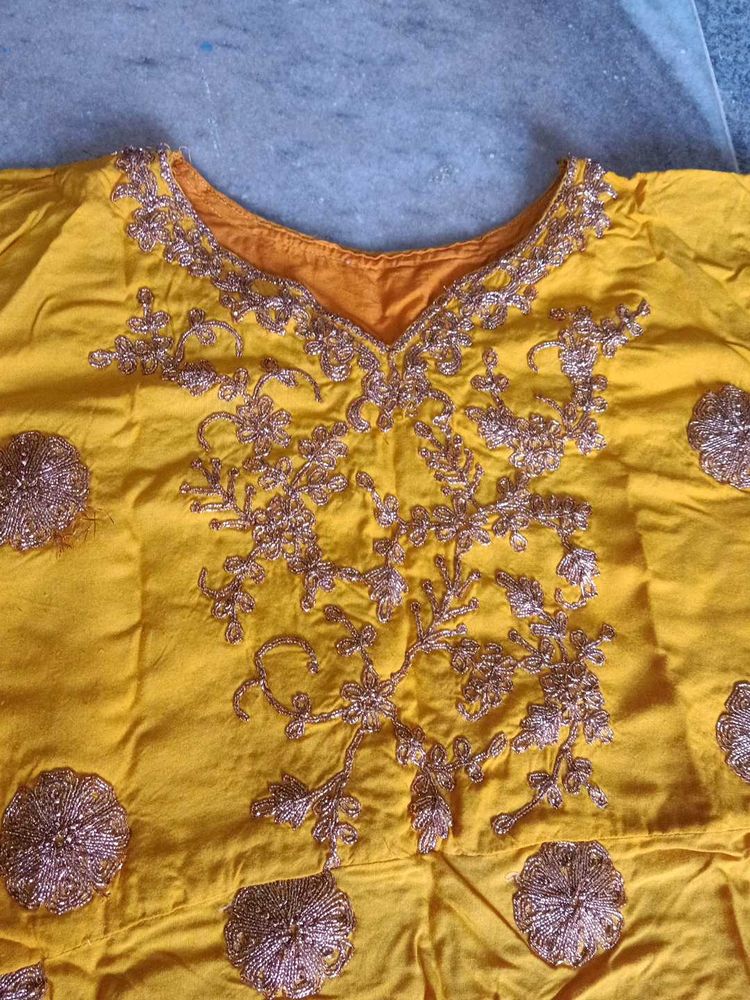 Yellow Embroidered Kurta