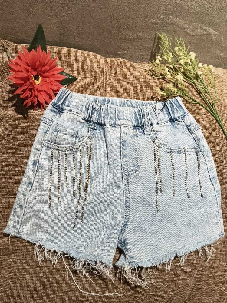 Cute Denim Rhinestone Shorts