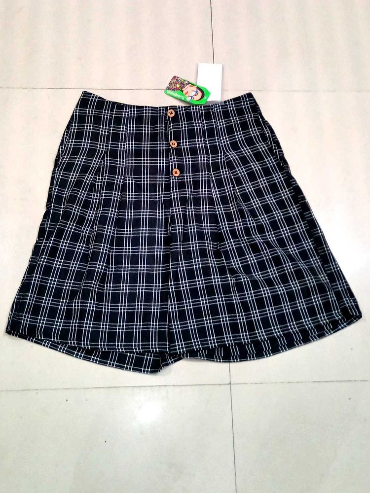 Plaid Button-Front Skirt