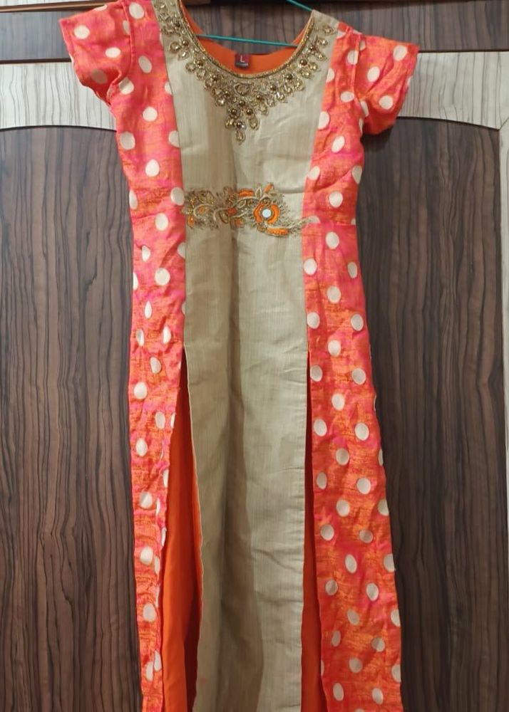 Festive Orange &amp; Beige Kurta