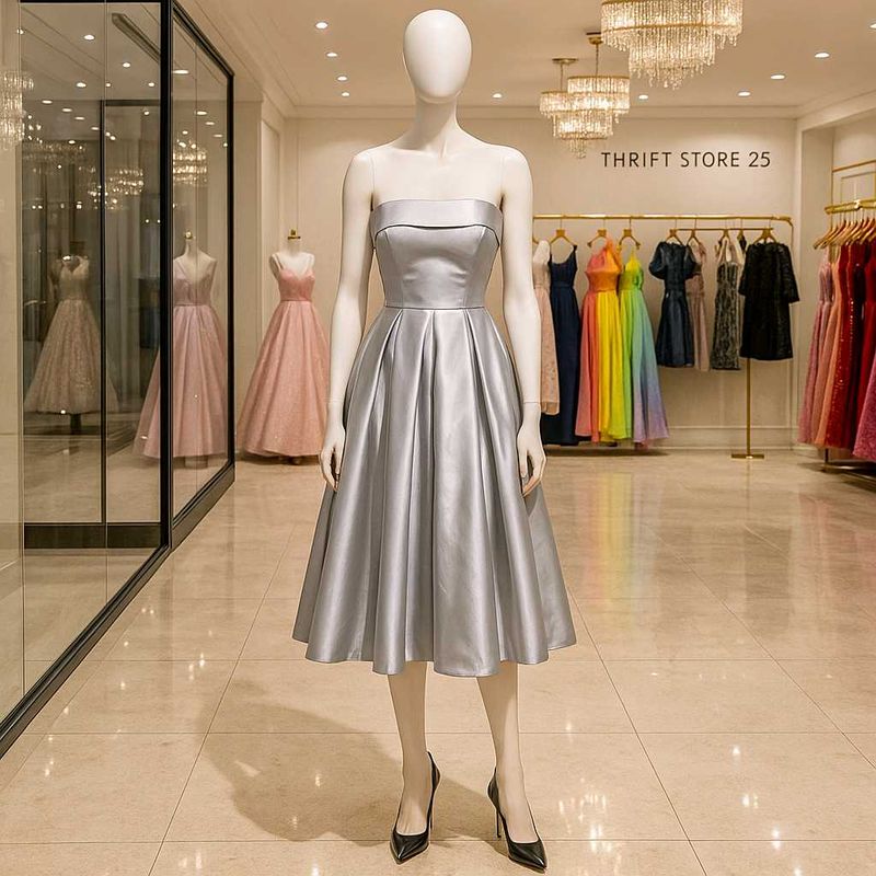 SaElegant Silver Off-Shoulder Dress Price Drop 🎉?