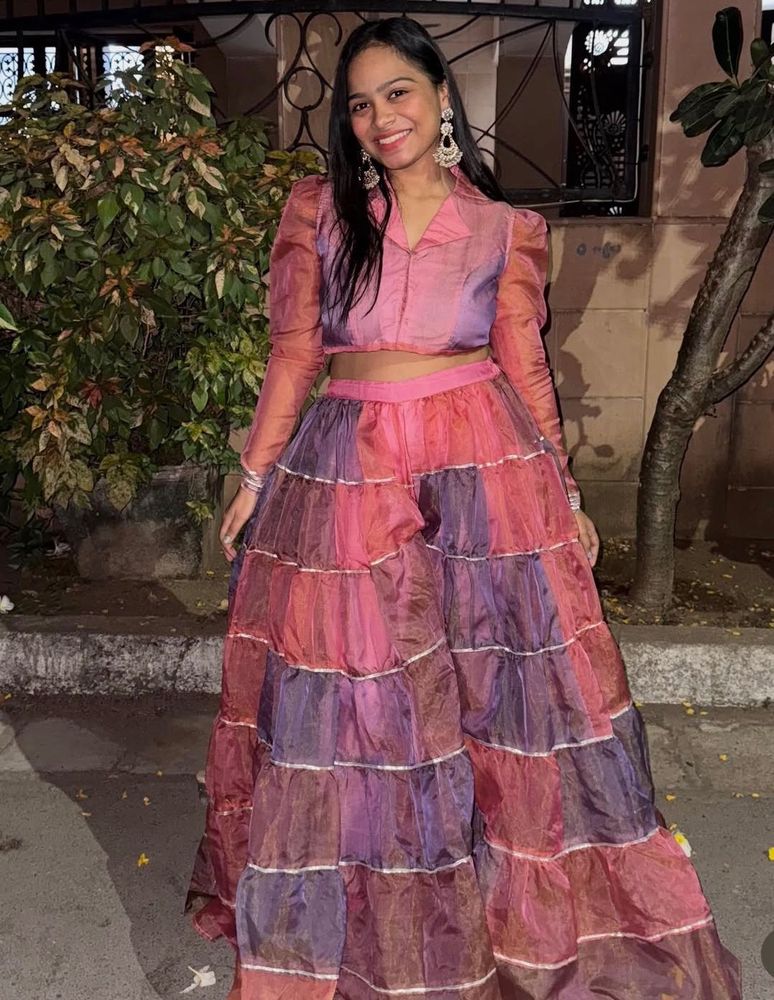 Pink &amp; Purple Tiered Skirt Set