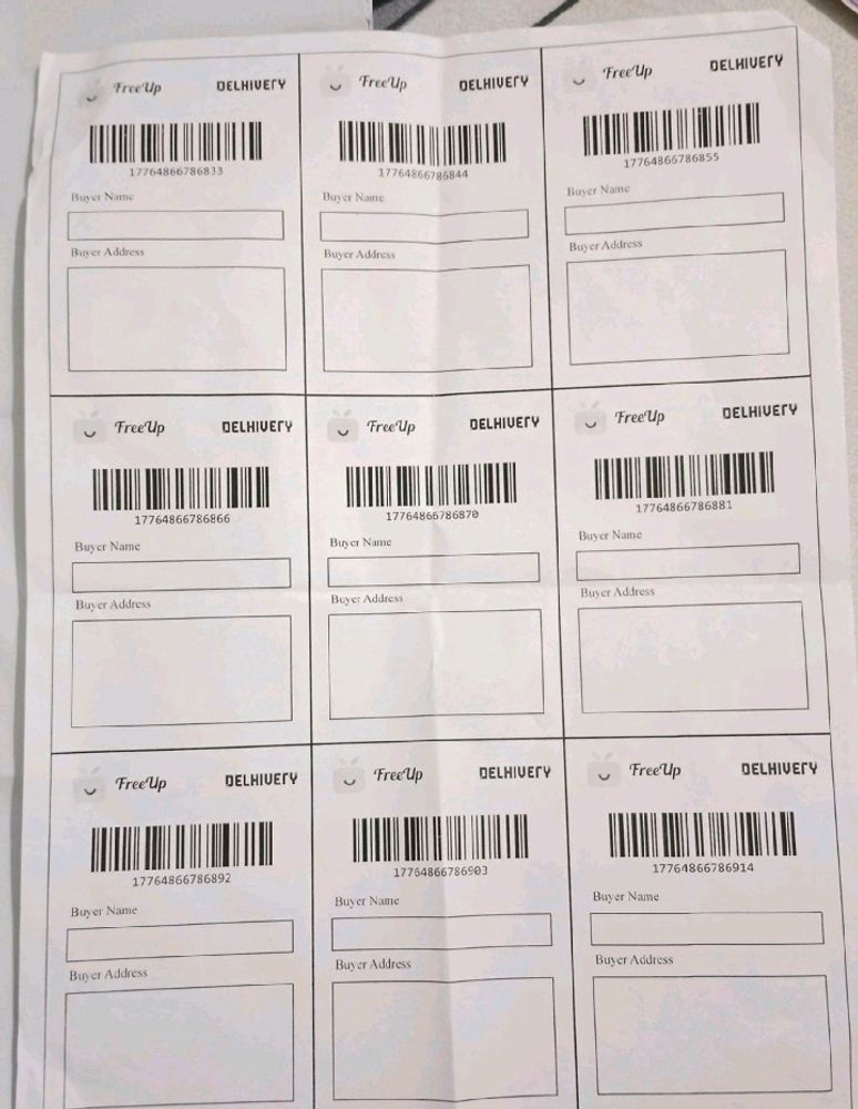 10 Shipping Label Non-Sticky BlackAndWhite