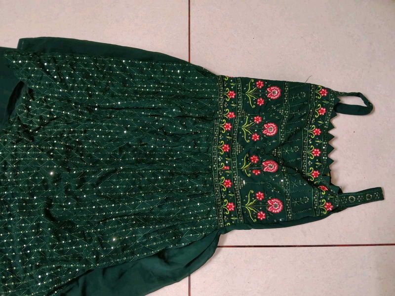 Emerald Green Embroidered Dress