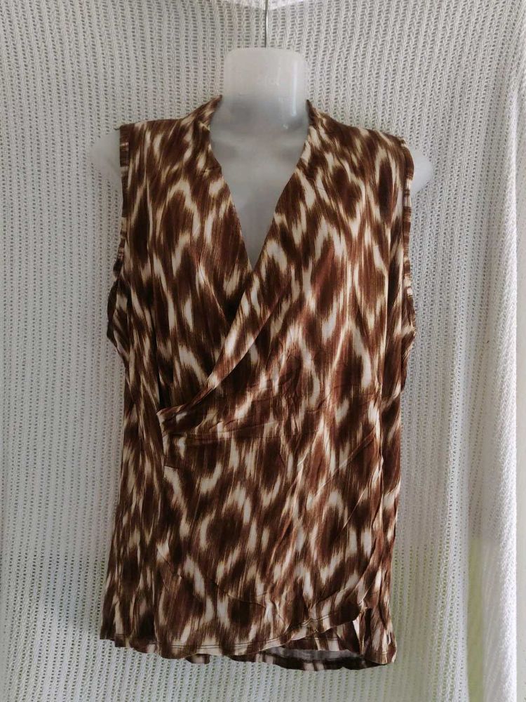 Brown Animal Print Sleeveless Top