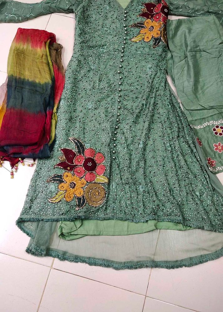 Chiffon Kurti Pent Duppta Set