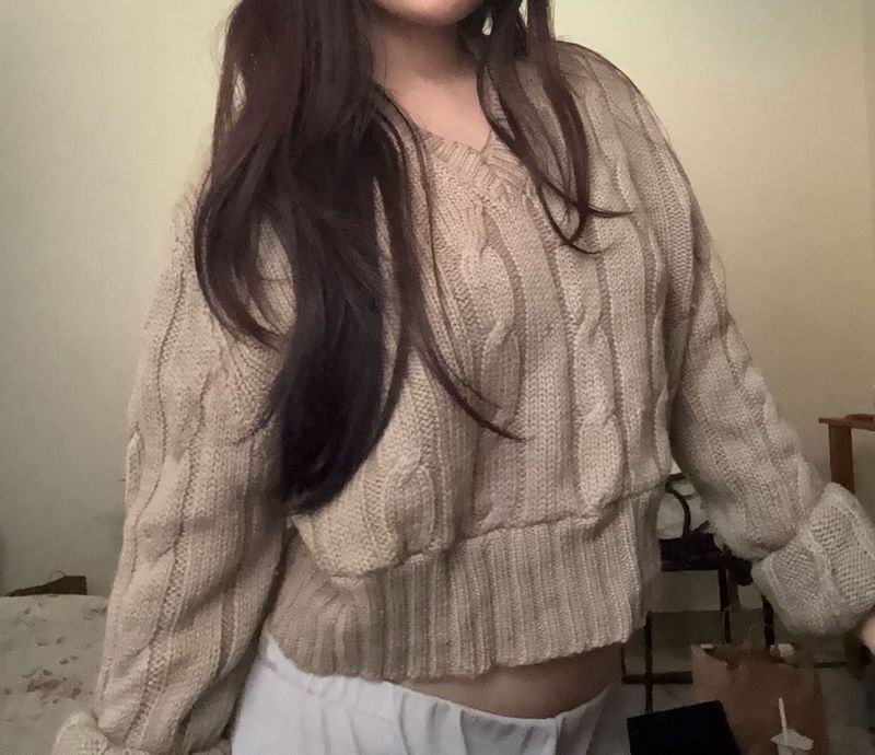 Cute tan cable Knit Sweater