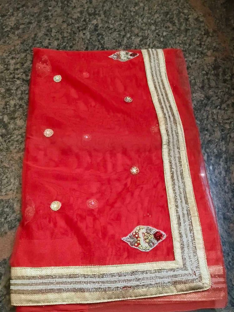Red Net Heavy Saree