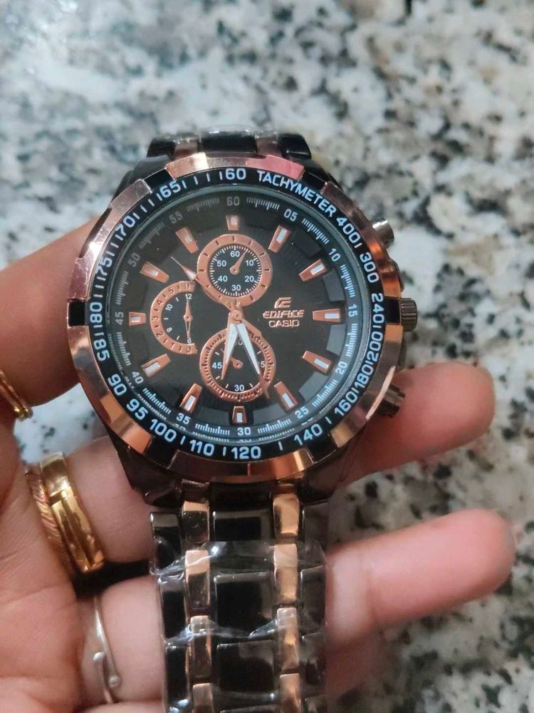 Edifice Casio Watch - Black and Rose Gold