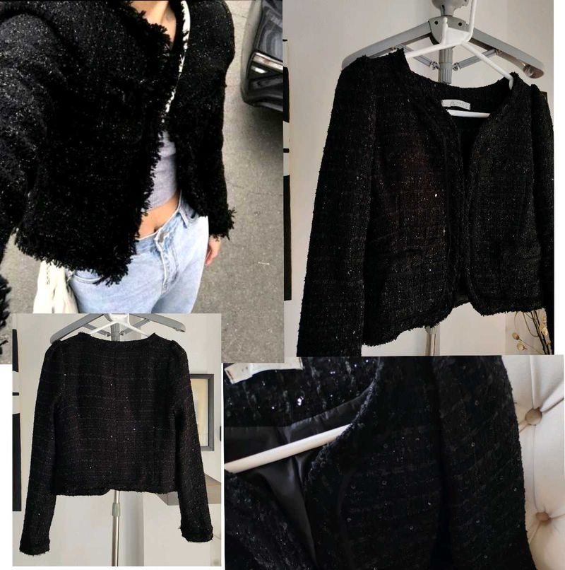 Korean Sequines Crop Tweed Jacket/ Blazer