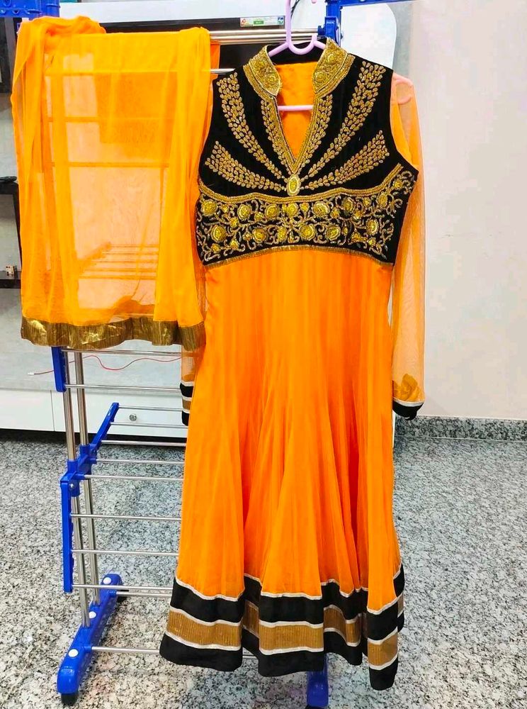 Elegant Orange Anarkali Suit