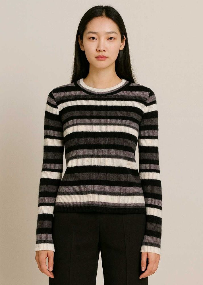 Striped Knit Pullover Sweater