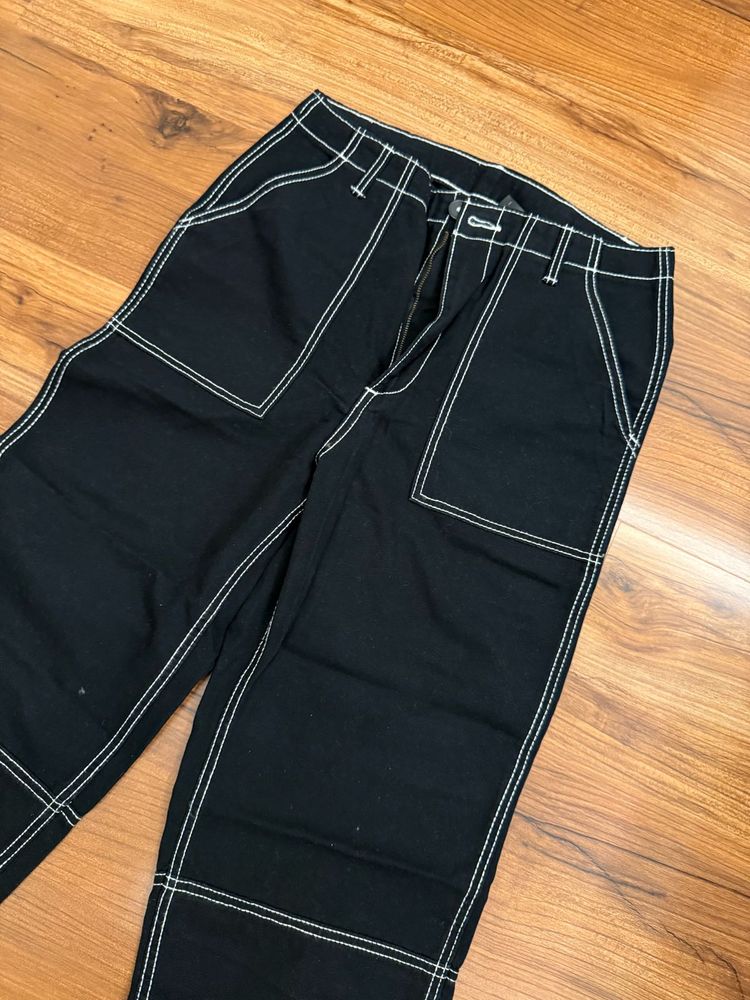 H&amp;M Black Topstitched Jeans