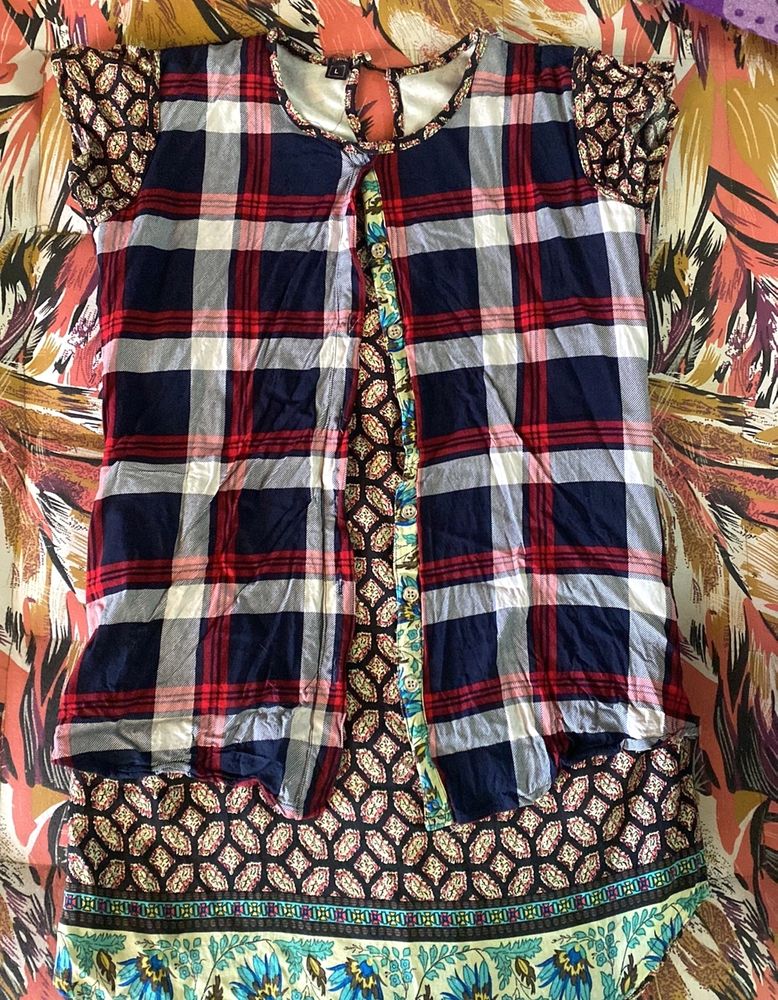 Fancy multicolor Attached Coat Model Top