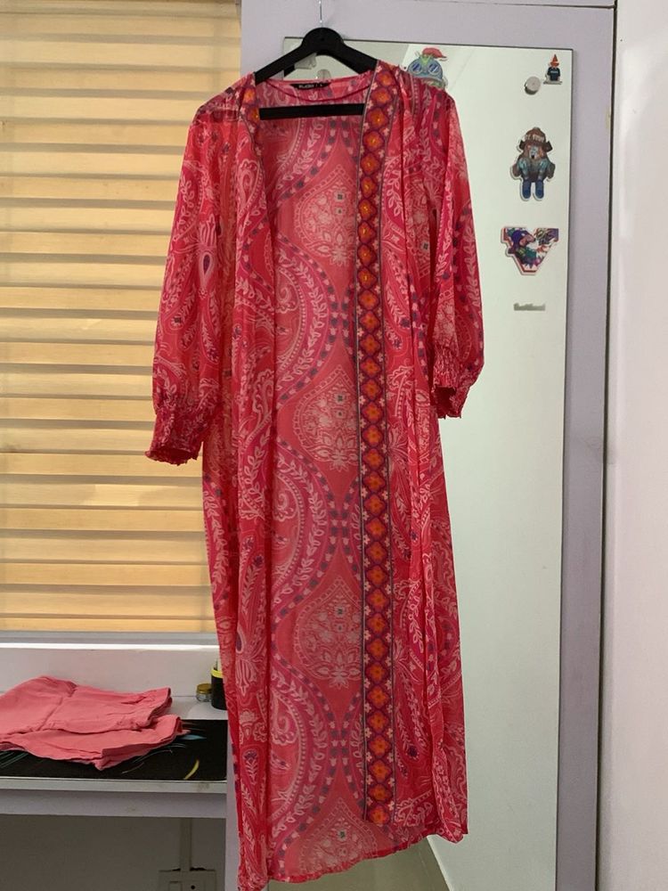 Paisley Print Sheer Jacket Overcoat