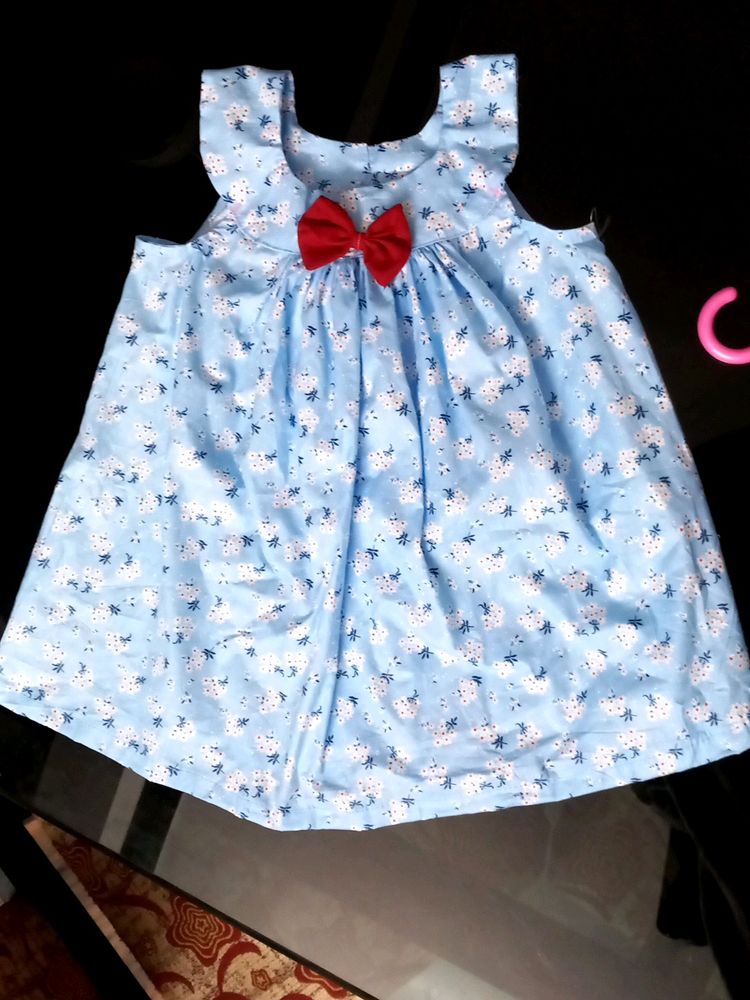 Newly Stiched Dress For Little Angels  The Colour Is A Little Dark Sky Blue The Photo Clarity Is Not Good
