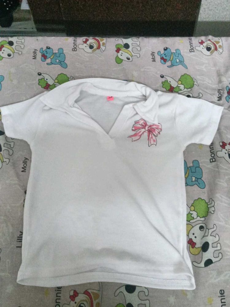 Cute Girls White Polo Shirt