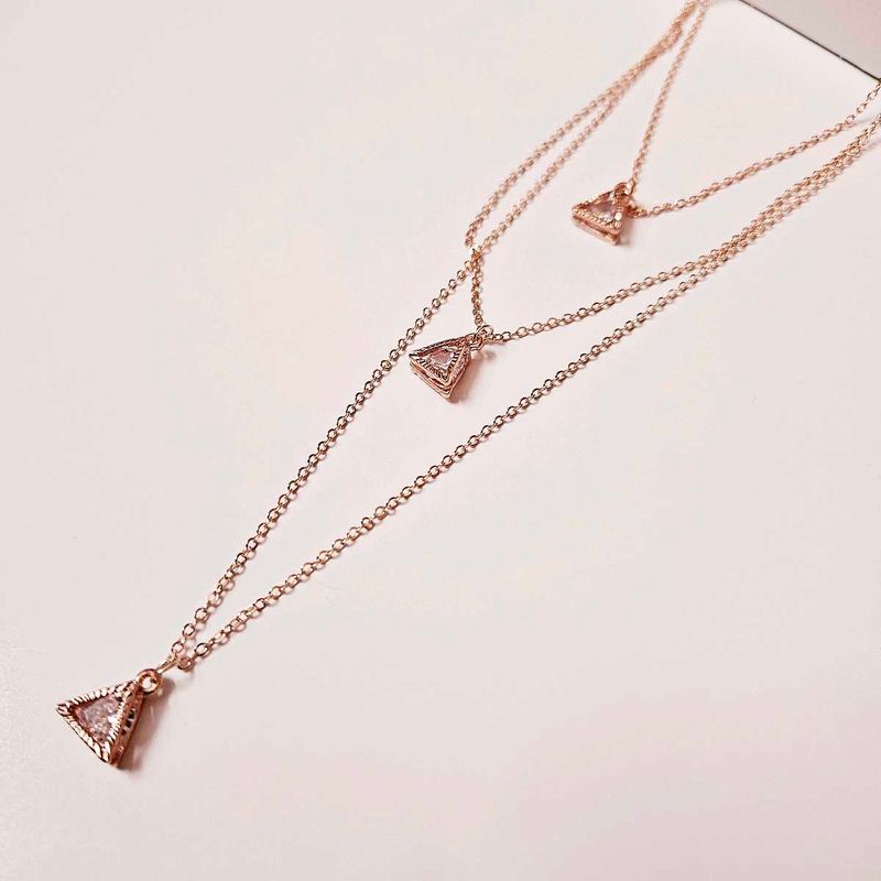 Triple Triangle Rose Gold Necklace
