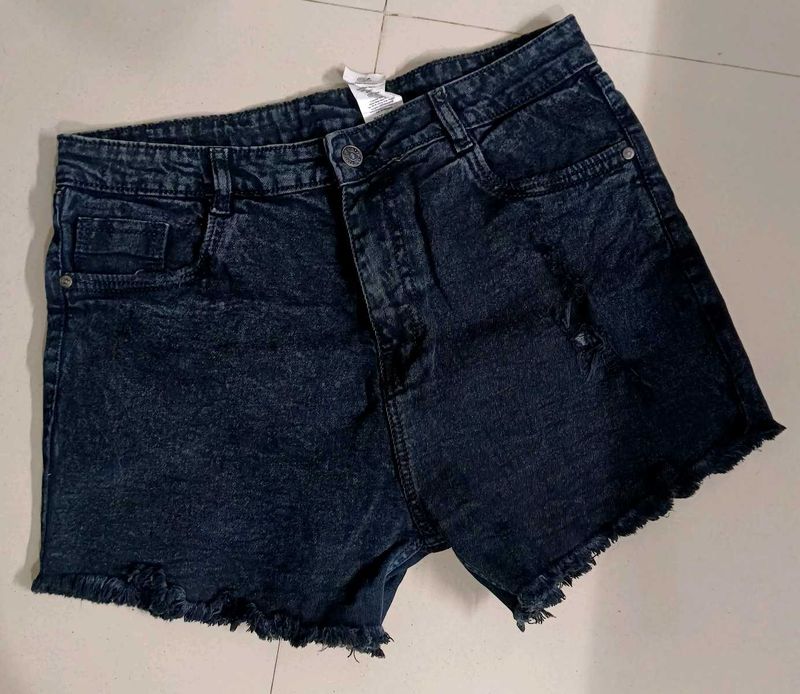 Charcoal Black Denim Shorts
