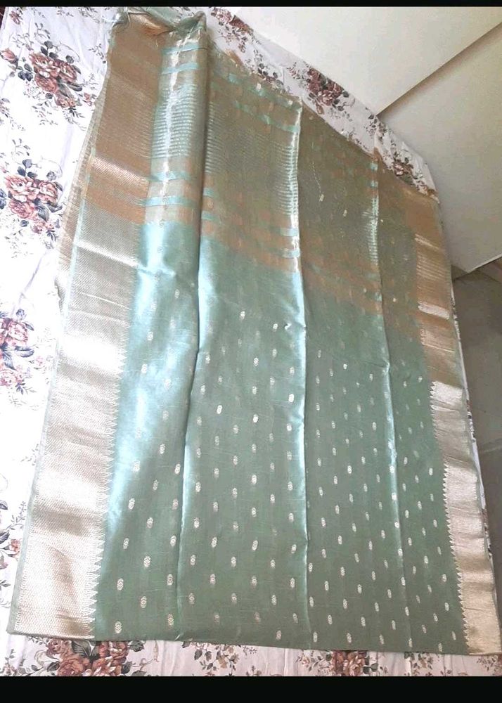 Elegant Light Blue Silk Blend Saree