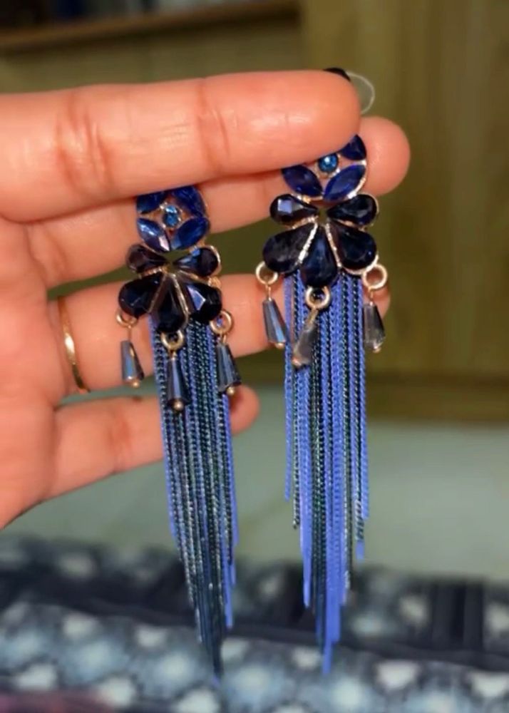 Blue Stone Dangle Earrings