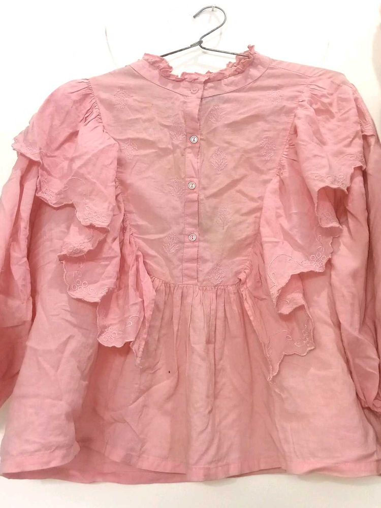 Pink Ruffle Blouse