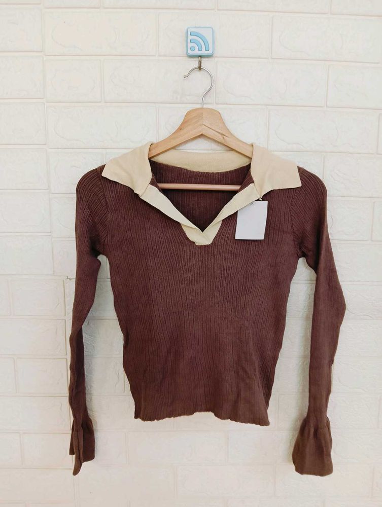 Brown Long Sleeve Top