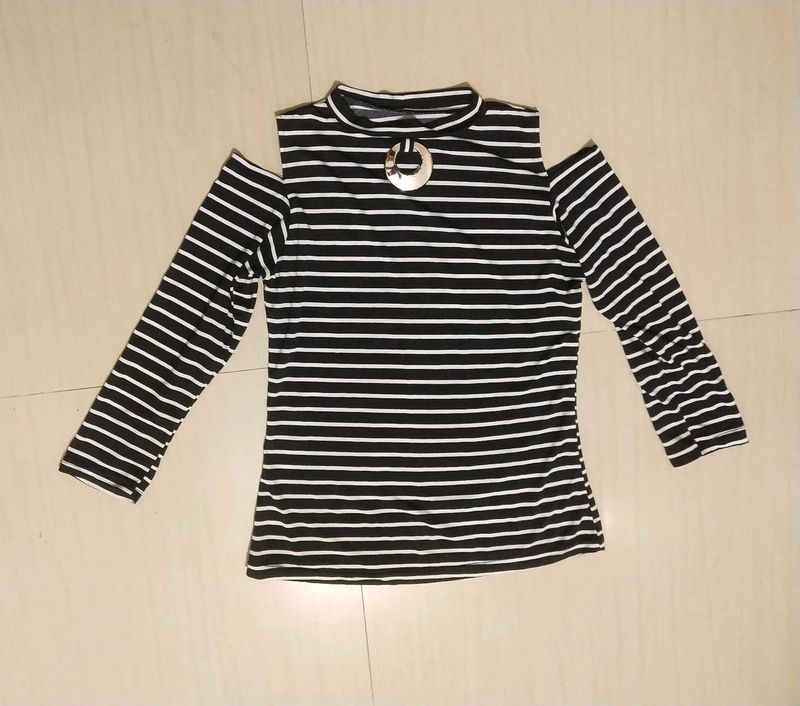 Striped Cold Shoulder Top