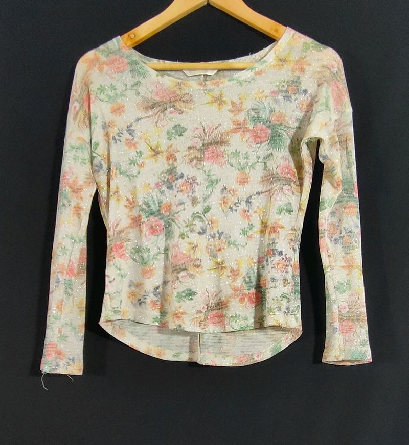 White Printed Cotton Top