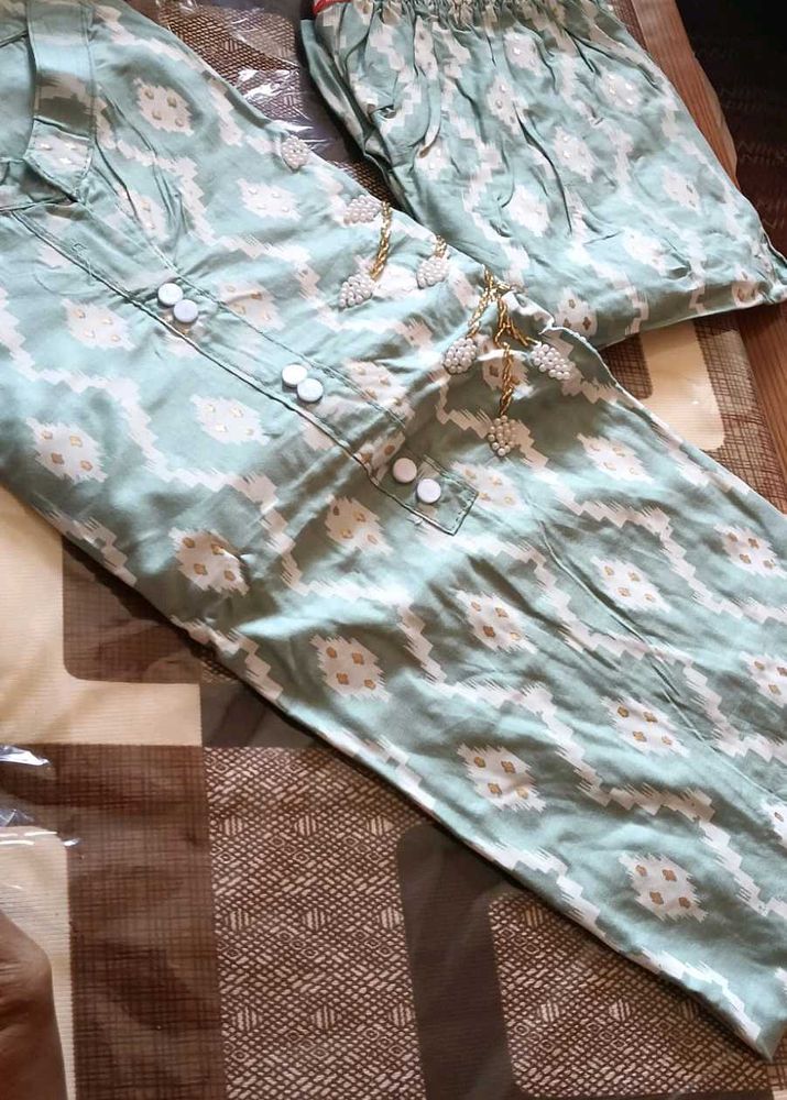 Mint Green Kurti Pant Set