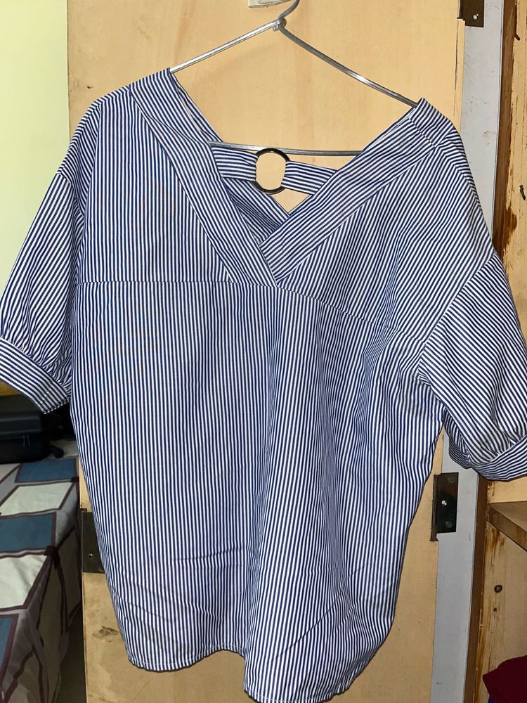 Striped V-Neck Blouse