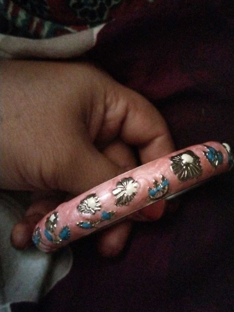 Pink Floral Bangle Bracelet